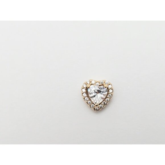 Beautiful 14K Karat Solid Yellow Gold Designer Heart Shaped CZ Charm Pendant - Picture 4 of 14